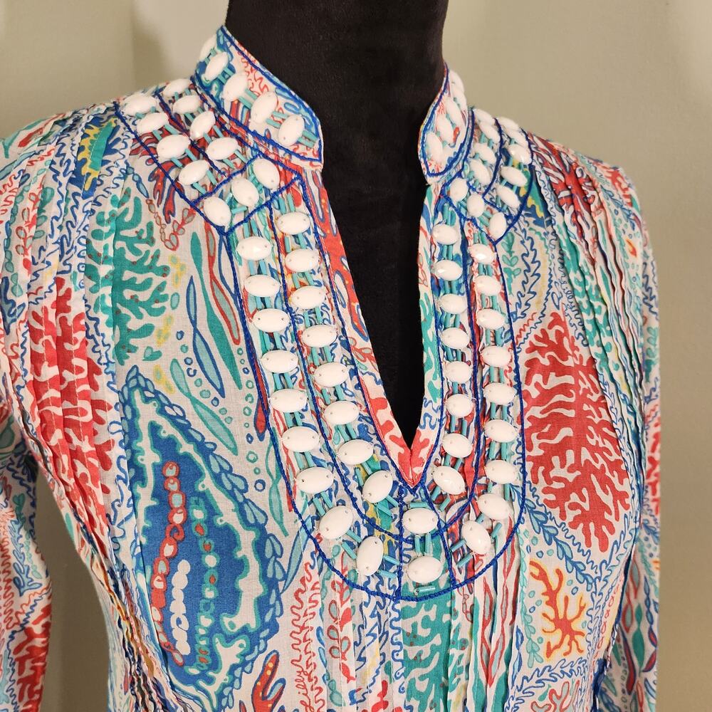 LILLY PULITZER Sarasota Beaded Top, Let Minnow Blue, Size XS - Picture 5 of 13